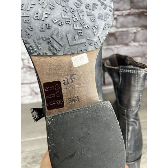 Alberto Fermani Black Leather Double Sided Zipper Heel Boots Women Sz 36.5EU/6M - Picture 10 of 16